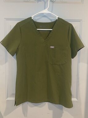 Figs Olive V-Neck Scrub Top